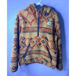 The North Face Mens Campshire Pullover Hoodie Sherpa Fleece Aztec Tan Orange M